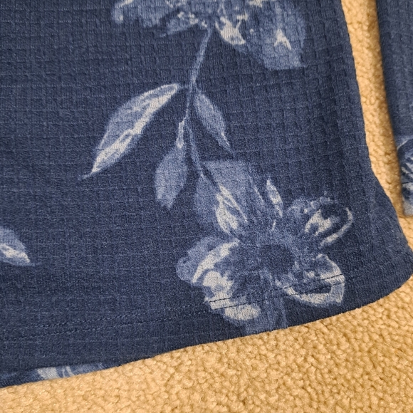 Splendid 2 Piece Pajama Set Blue Floral Top And Pant Size XL Waffle Knit NWOT - Picture 6 of 13